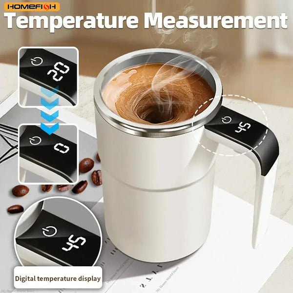 HOMEFISH Automatic Stirring Cup Rechargeable Portable Coffee Electric Stirring Stainless Steel Mixer Rotating Magnetic