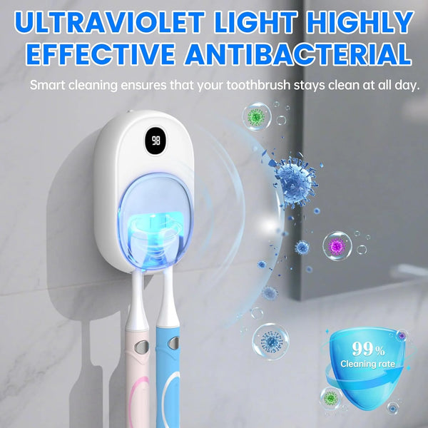 Toothbrush Sterilizer with UV-C Light,Fan Drying,Portable Rechargeable,Wall Hook for 2 Brushes, deal for Home,Travel and Couples